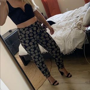 High waisted satin trousers